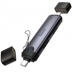 Картридер Hoco HB56B Victory 5in1 Type-C/Lightning to SD/TF3.0 + USB 2.0  Metal gray - 00000086518_1