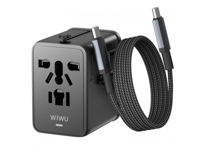 Мережевий універсальний перехідник WIWU UA013 20W GaN + 1USB-A/2C with retractable cable Type-C