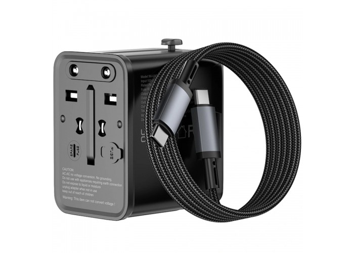 Мережевий універсальний перехідник WIWU UA013 20W GaN + 1USB-A/2C with retractable cable Type-C