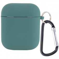Силіконовий футляр з мікрофіброю для навушників Airpods 1/2  Зелений / Pine green - 00000039442_10