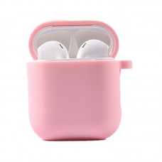 Силіконовий футляр з мікрофіброю для навушників Airpods 1/2  Рожевий / Pink - 00000039442_15