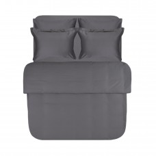 Постільна білизна сатин 210ТС Lotus Home - Brista антрацит сімейний (160x200+30см)