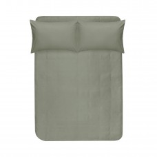 Простирадло з наволочками сатин premium Lotus Home - Leona оливковий 240x260