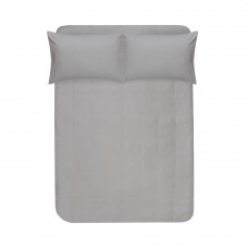 Простирадло на резинці з наволочками сатин premium Lotus Home - Leona сірий 180x200+50x70 (2)