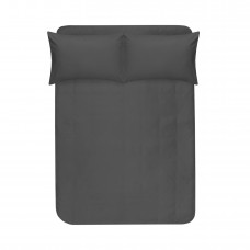 Простирадло на резинці з наволочками сатин premium Lotus Home - Leona антрацит 180x200+50x70 (2)