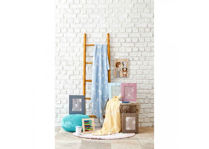Дитяче покривало піке Karaca Home - Baby star mavi синій 80x120