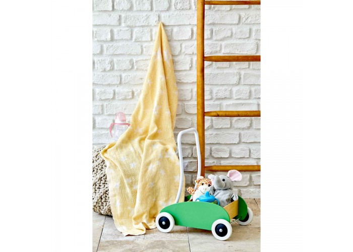 Дитяче покривало піке Karaca Home - Baby star sari жовтий 80x120