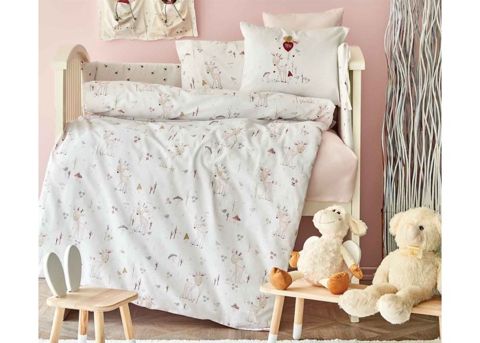 Дитячий набір в ліжечко для немовлят Karaca Home - Doe pembe рожевий (10 предметів)