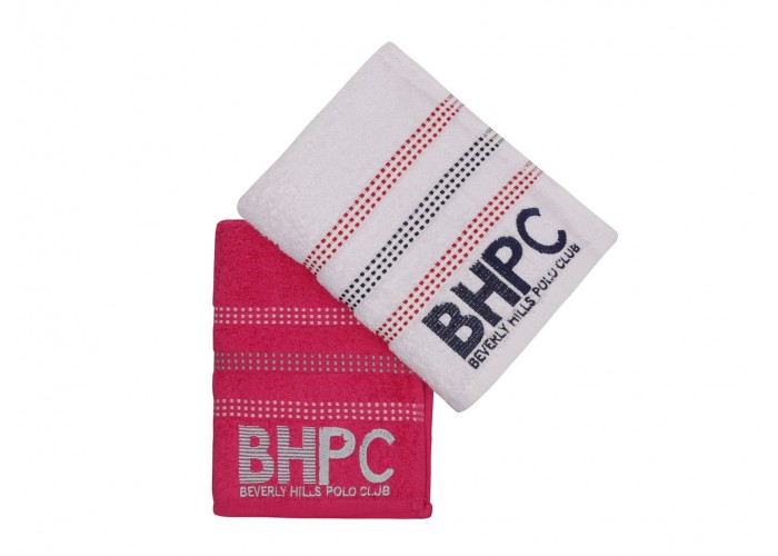 Набір рушників Beverly Hills Polo Club - 355BHP2286 Botanik White, Fuchsia 50x90