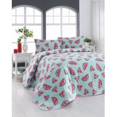 Покривало стьобане з наволочками Eponj Home - Karpuz a.mavi блакитний 200x220