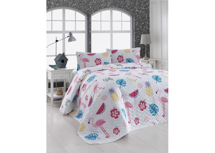 Покривало стьобане з наволочками Eponj Home - Kokteyl beyaz білий 200x220