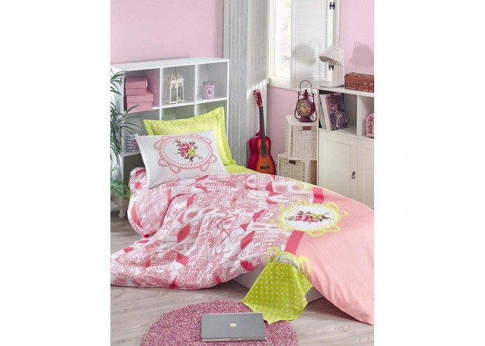 Покривало стьобане з наволочками Eponj Home - Sirin pembe рожевий 200x220