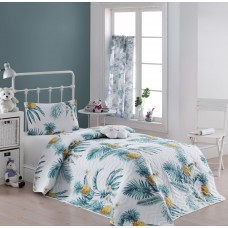 Покривало стьобане з наволочкою Eponj Home - CustomAnanas beyaz білий 160x220