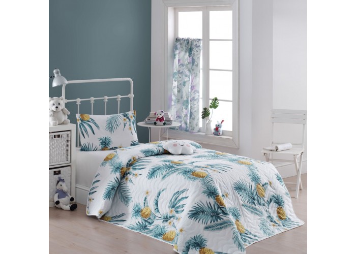 Покривало стьобане з наволочкою Eponj Home - CustomAnanas beyaz білий 160x220