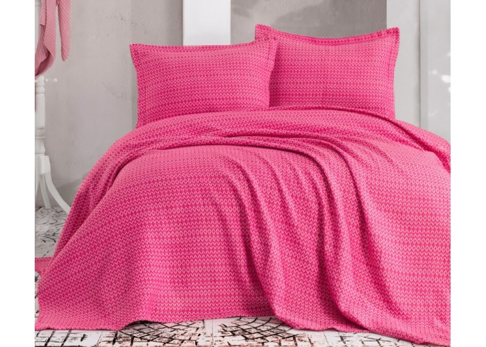Покривало з наволочками Eponj Home піке - Laden fusya фуксія 230x240