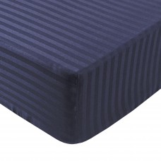 Простирадло Iris Home Готель - Сатин Страйп 1x1 темно-синій 160x200x25 на резинці