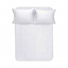 Простирадло на резинці з наволочками сатин Lotus Home - Dakota Modern білий 160x200+50x70 (2)