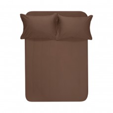 Простирадло на резинці з наволочками сатин Lotus Home - Dakota Modern шоколадний 180x200+50x70 (2)