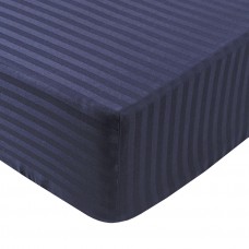 Простирадло Iris Home Готель - Сатин Страйп 1x1 темно-синій 160x200x25 на резинці