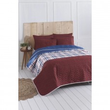 Покривало стьобане з наволочками Eponj Home - North bordo бордовий 200x220